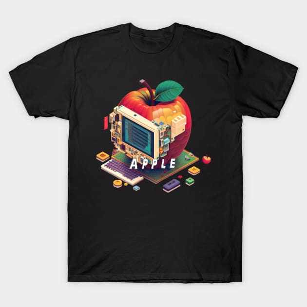 Apple-Inspired Pixel Computer Image: A Creative Blend of Technology and Design T-Shirt by MLArtifex